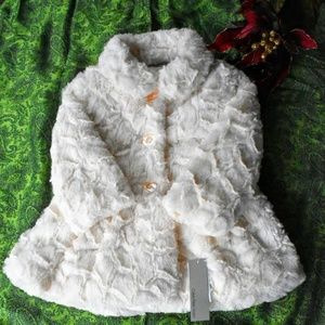 Calvin Klein Faux Fur Peplum Coat